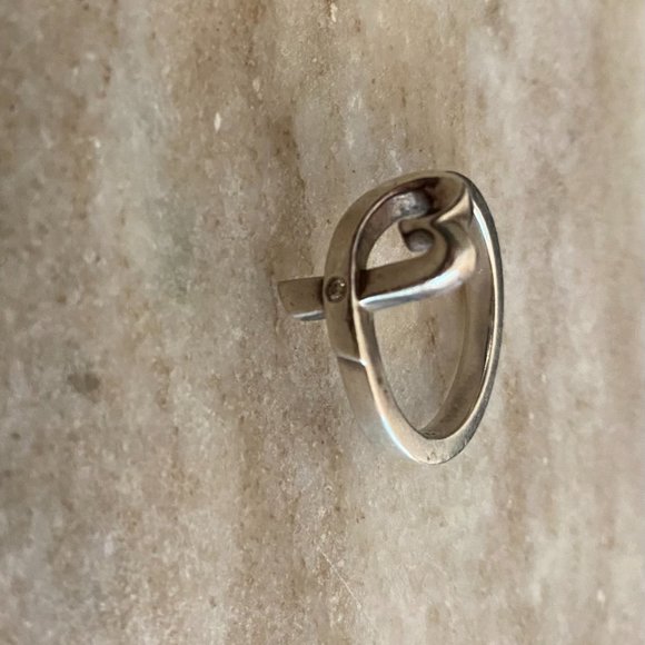 TIFFANY & CO. STERLING SILVER LOVING HEART COCKTAIL RING WITH DIAMOND- SIZE 7 - Picture 7 of 8